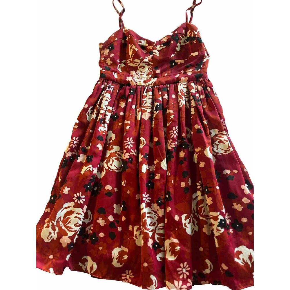 Fossil Dress Womens Size XS Adjustable Strap Fit N Flare Floral Lined Zip Back